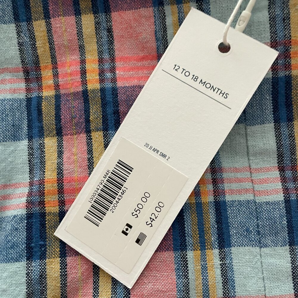 Janie and Jack Plaid romper - 12-18 months. NWT - Picture 4 of 4